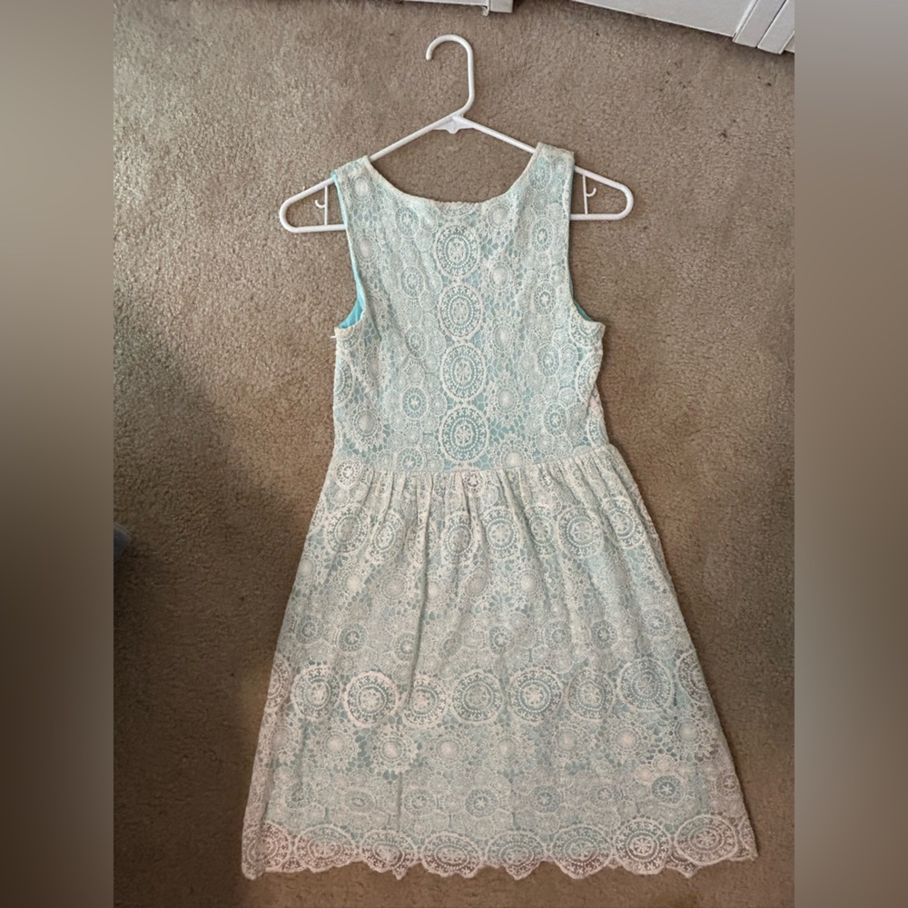 Lace Overlay Dress in Light Blue